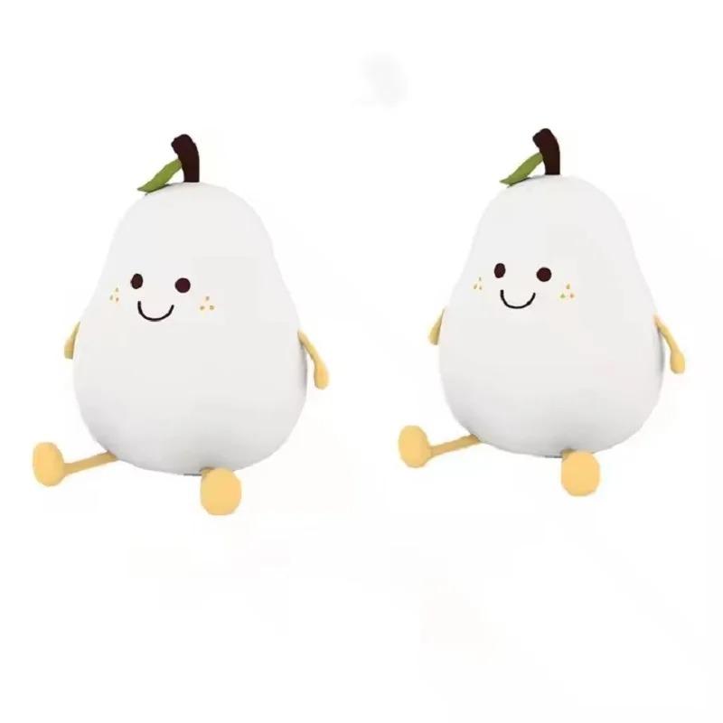 

2 шт. Креативный светодиодный ночник в форме груши, детский, для спальни, прикроватный, лампа для сна, перезаряжаемый от USB, силиконовый ночник в форме груши WHITE&USB Plug