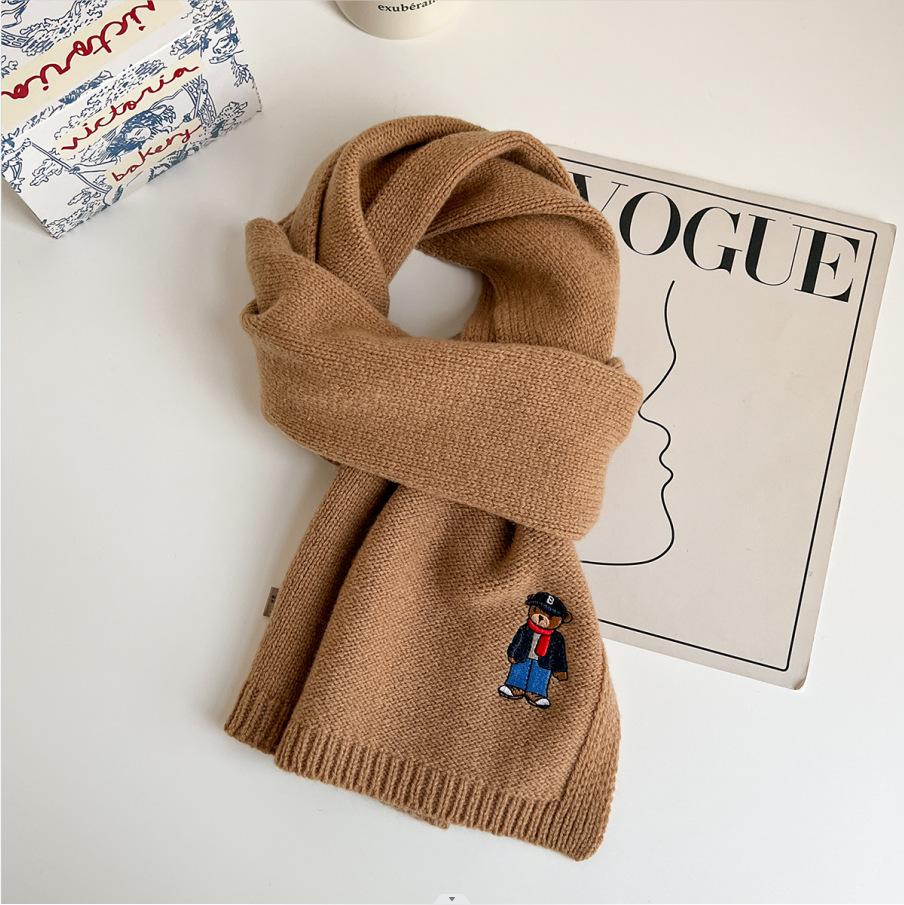 Autumn and Winter New Korean Version Versatile Lock Edge Korean Knitted Gray Scarf Women's Knitted Warm Neck Scarf