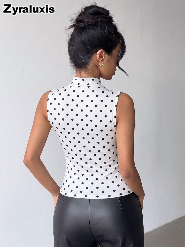 New Polka Dot Spaghetti Strap Vest Top - Slim Fit Bodycon Cami