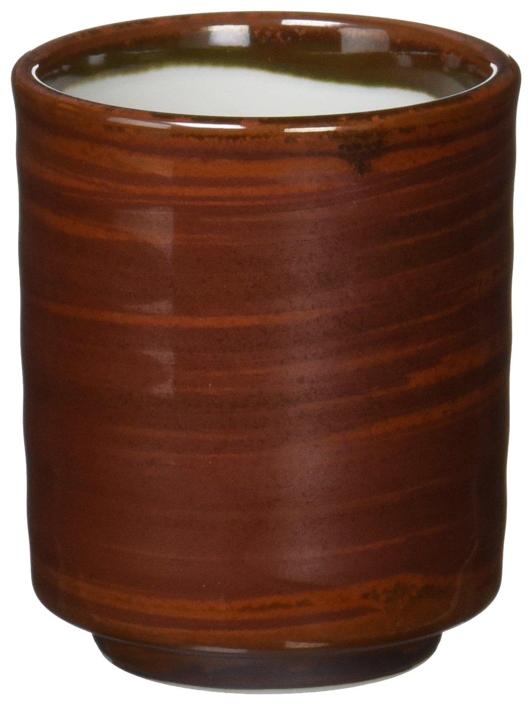 Yamashita Craft Red Iron Sand Rokubei Sushi 8 x 8 x - Cut-Out Teacup, 9.7 cm, 34435-258