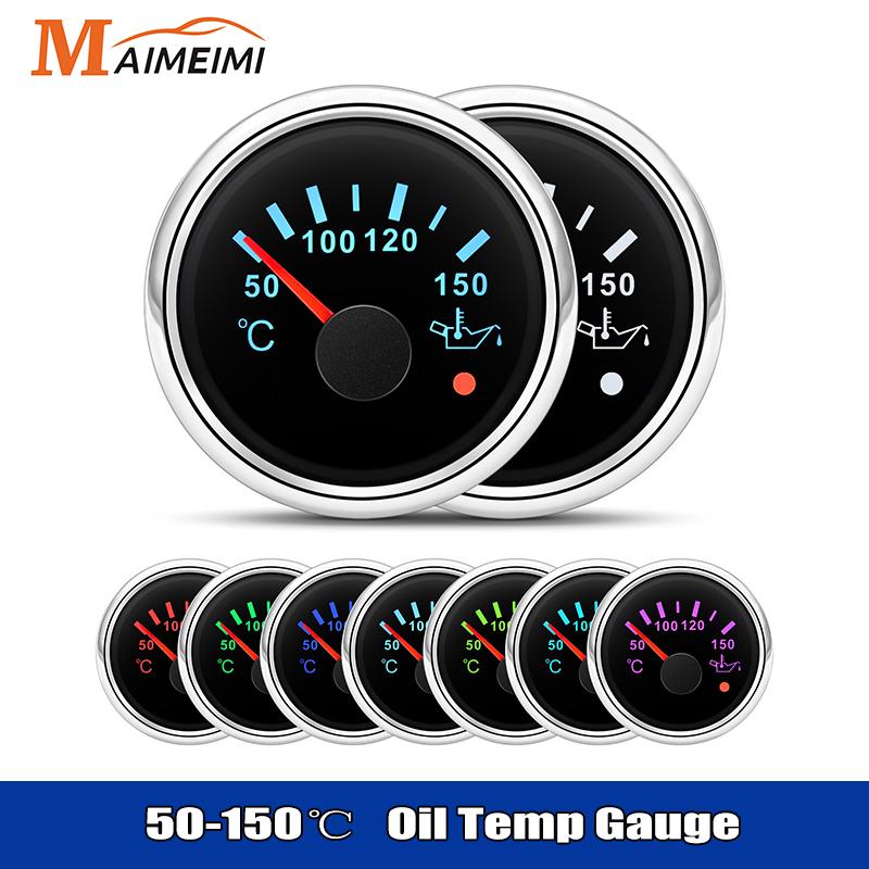 7 Colors Backlight 52mm Voltmeter Fuel Level Water Level Oil Temp Gauge With Warning Light Universal For 12V 24V Boat Car Marine