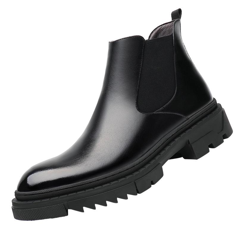 Men's Winter Cotton Martin Boots: British-Style, Mid-Cut Leather, Thick-Soled, Trendy Motorcycle Design