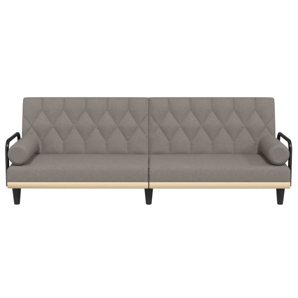 Sofa Bed with Armrests Taupe Fabric