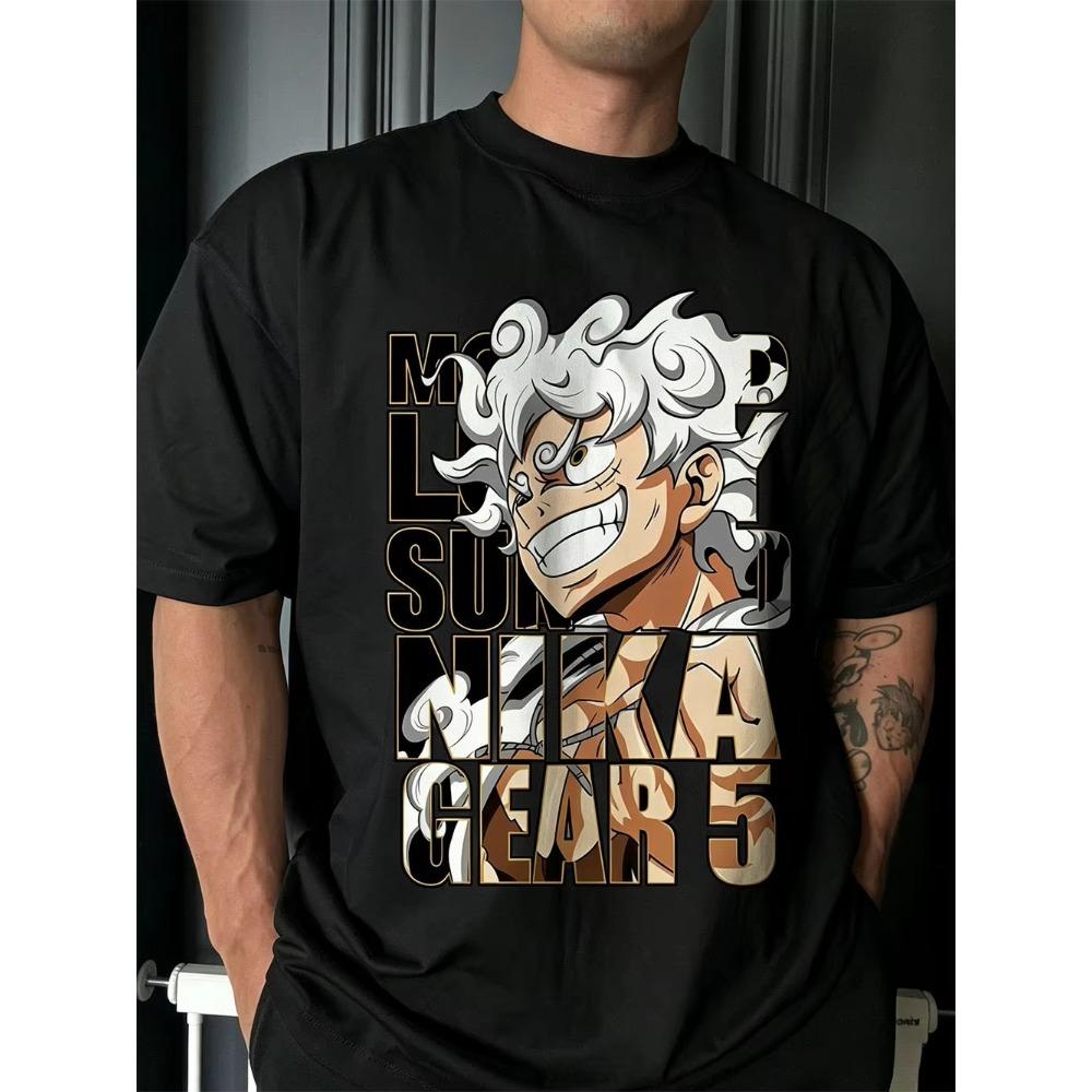 Summer New Anime One Piece Pattern Graphic T-shirt Men Women Hip Hop Oversized T-shirt Print Crew Neck Lightweight Casual T Shirt
