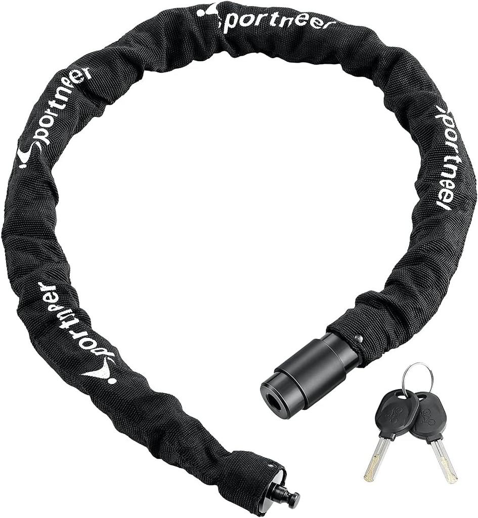 Sportneer Bicycle Extra Thick 8mm Chain Lock with 2 Bike Electric Car Road Bike Security Japanese Instruction Manual Lock, 120cm, Keys, Lock, Lock,