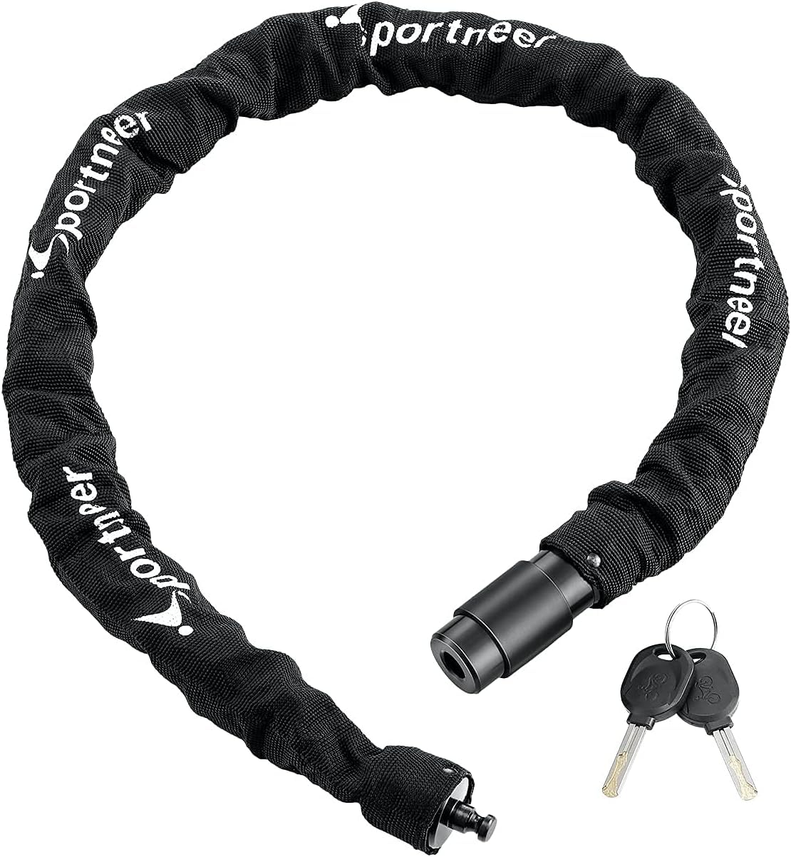 

Sportneer Bicycle Extra Thick 8mm Chain Lock with 2 Bike Electric Car Road Bike Security Japanese Instruction Manual Lock, 120cm, Keys, Lock, Lock, чёрный