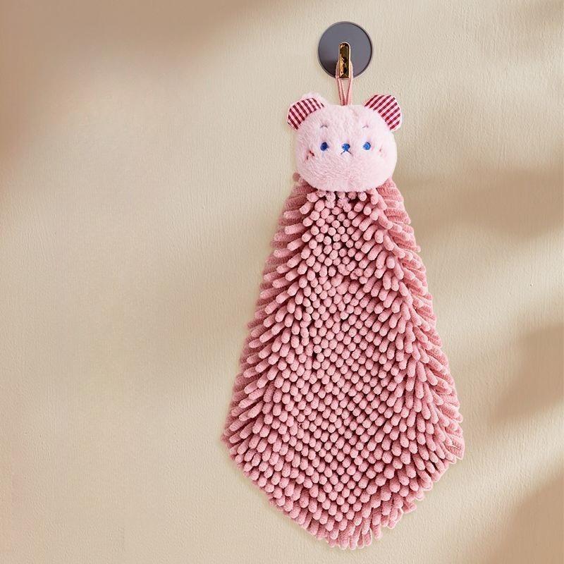Household Hanging Bear Hand Towel Kitchen Bathroom Thickened Hand Towel High Value High-end Hand Towel