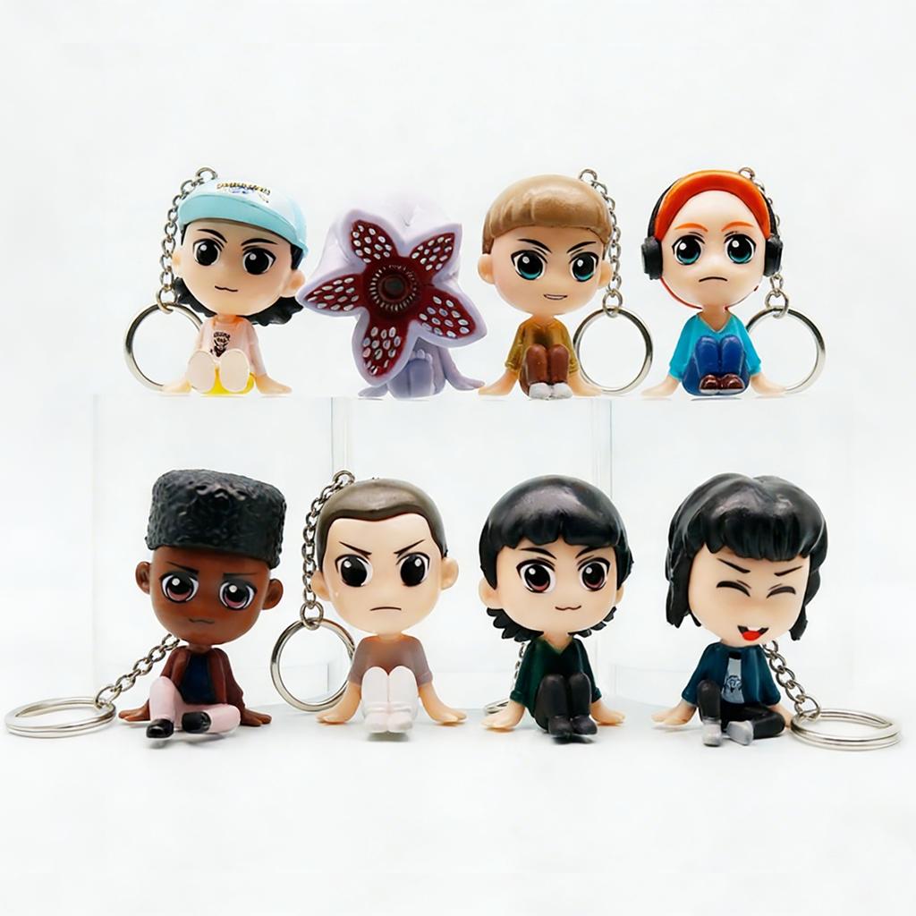 8Pcs/set Cartoon Characters Toys Cute Eleven Demogorgon Anime Figure PVC Keychain Toy Figure Pocket Things Keychain Model Toys