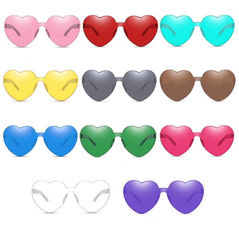 Shaped Heart Love Rimless Sunglasses Transparent Cute Candy Glasses Color
