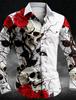 Fashion T-shirt Skull Button Lapel Shirt Men's Elegant Casual Outdoor Button New Designer Design European Size