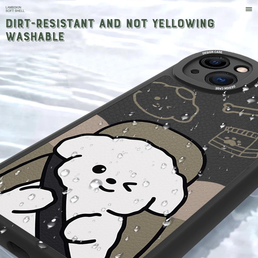 Schlankes Hautgefühl Niedlicher Weißer Welpe Weiche Silikon PU Lederhülle Handyhülle für iPhone Samsung Huawei Honor Xiaomi Redmi OPPO Realme Vivo