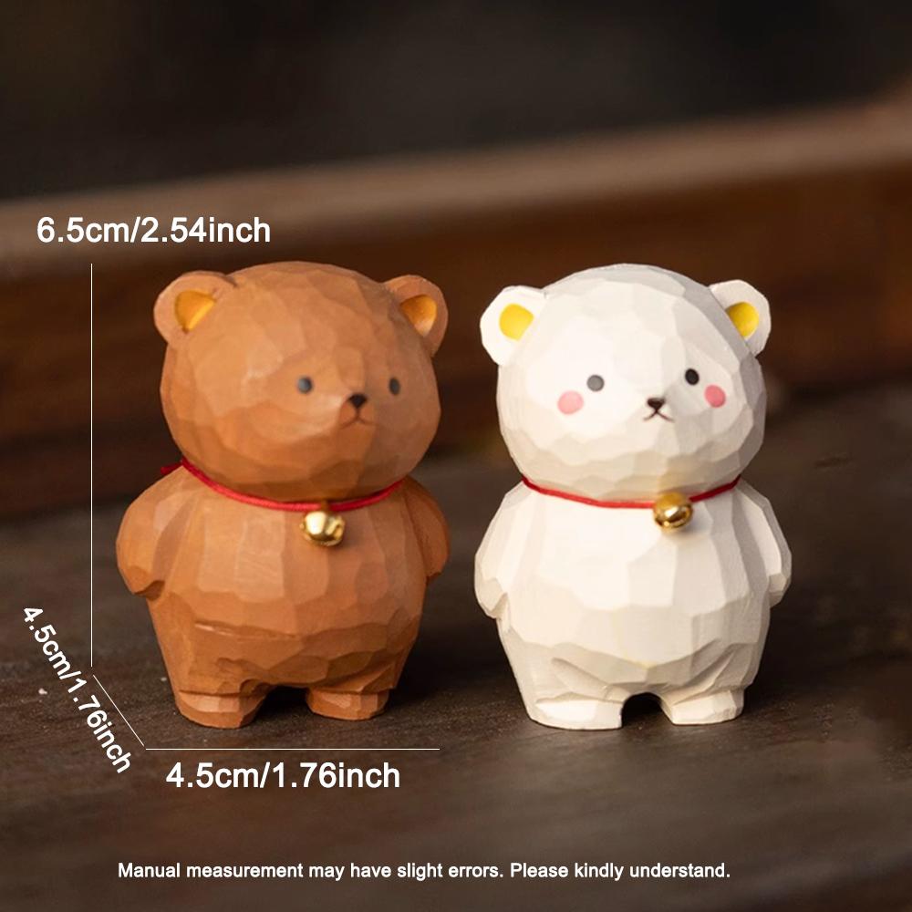 Christmas Decorations Bear Cub Handcrafted wood carving Home decorations desk accessories room decor Handmade Ornaments wooden