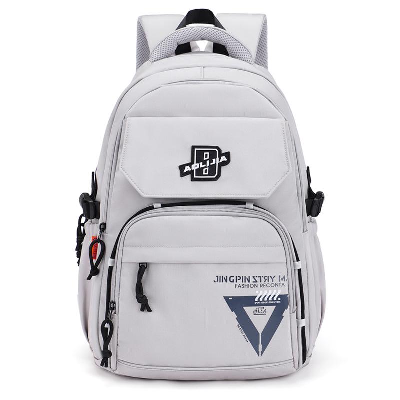 Men Contrast Backpack Large Capacity Student Schoolbag Women Travel Backpack