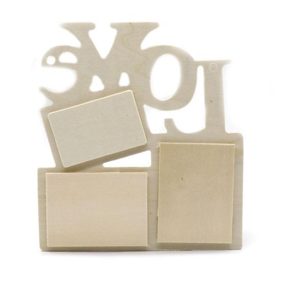 3 Compartments Love Letters Photo Frame Burr Free Decorative DIY Art Craft Wooden Picture Frame for Children