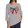 Women's Fashion Casual Round Neck 3/4 Sleeve Loose Independence Day Printed T-Shirt Ladies Top