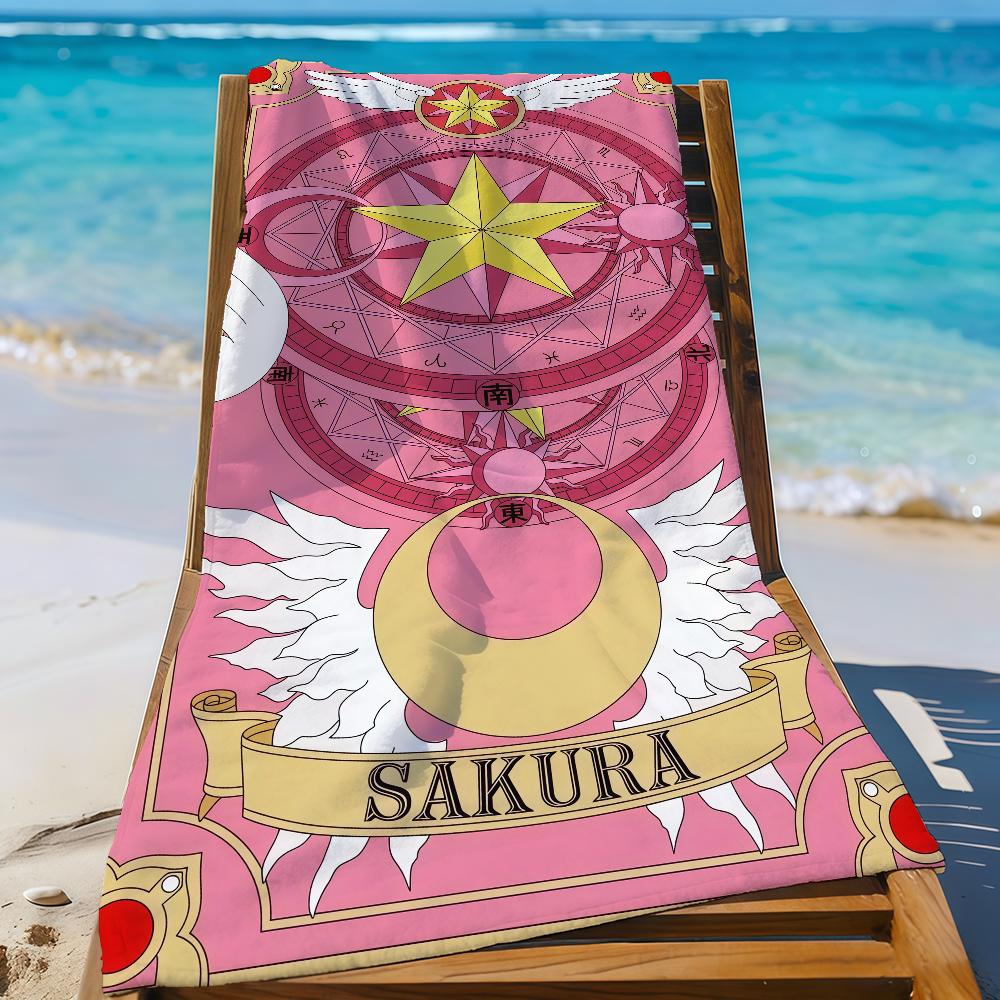 

Anime C-Cardcaptor Cute S-Sakura Towel Sports Quick Dry Travel Camping Gear Sandproof Soft Light Large Beach Towel W40*H60(CM)