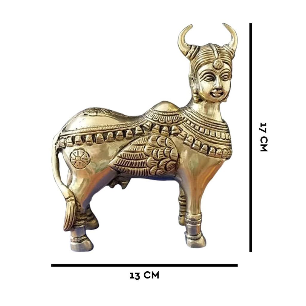 Brass Kamdhenu Statue | Height-17 cm Aprrox. | Vastu Idol for Home and Office | Zonal Placement -ESE |