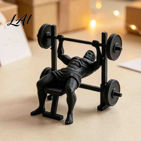 Workout Room Accessories 3D Printed Fitness Man Figurine Barbell Statue for Gym Decor Muscular Unique Muscle Statues Desktop Ornament Compact