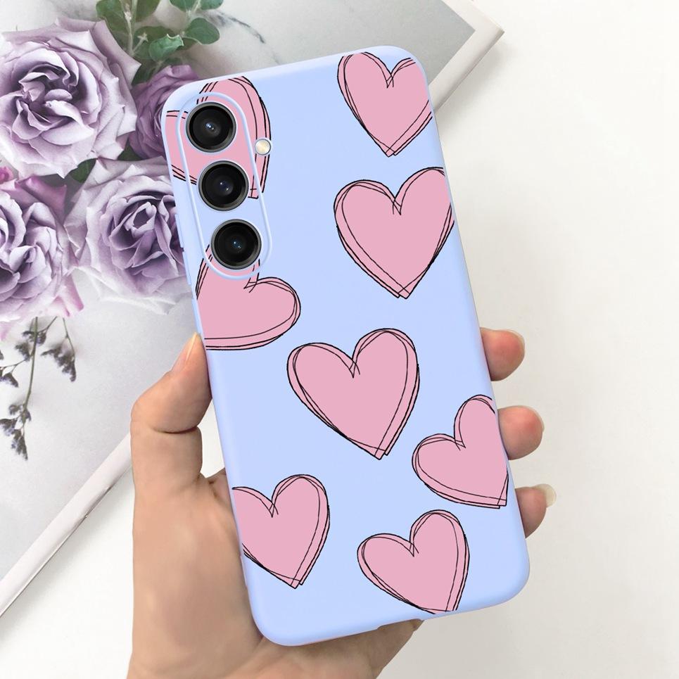 For Funda Cover Samsung A35 5G Case SM-A356E Couple Love Heart Flower Cat Painting Back Shell For Samsung Galaxy A35 5G Etui