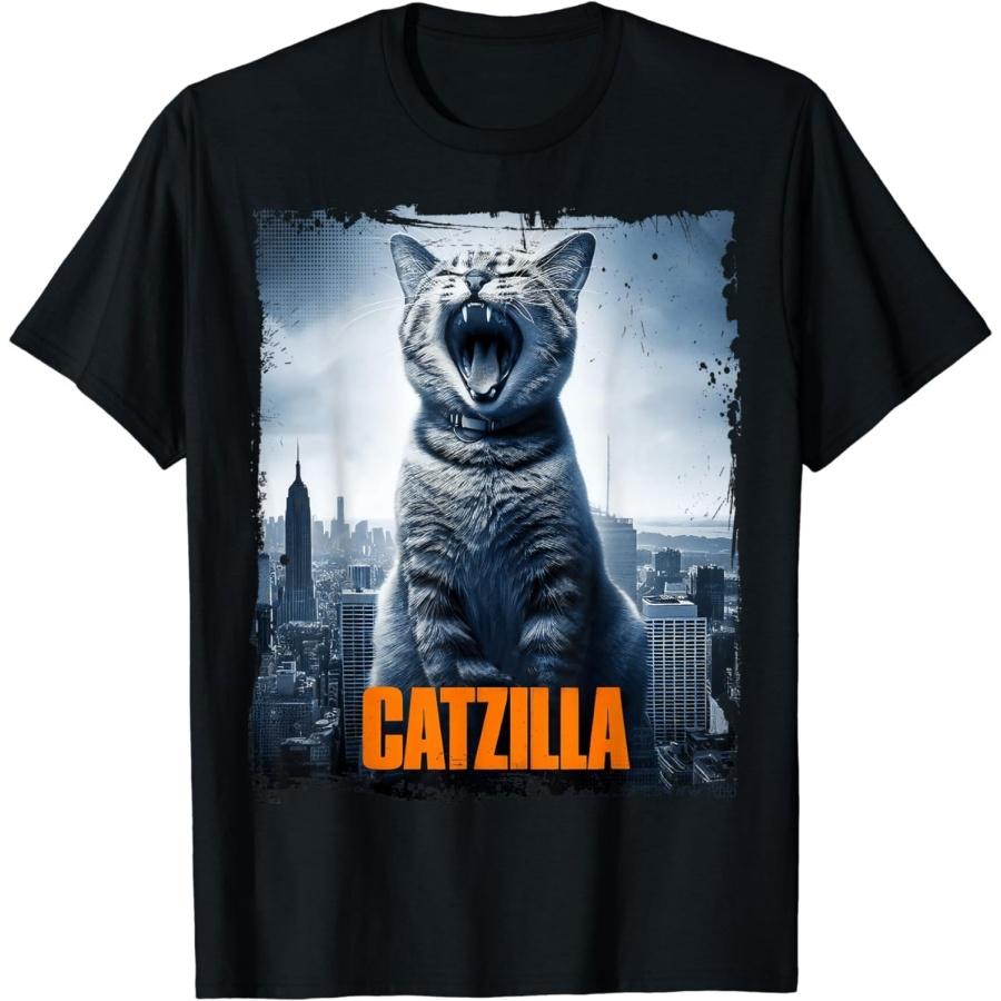 Футболка с изображением кошки в японском стиле Catzilla Cat XXXXXL чёрный