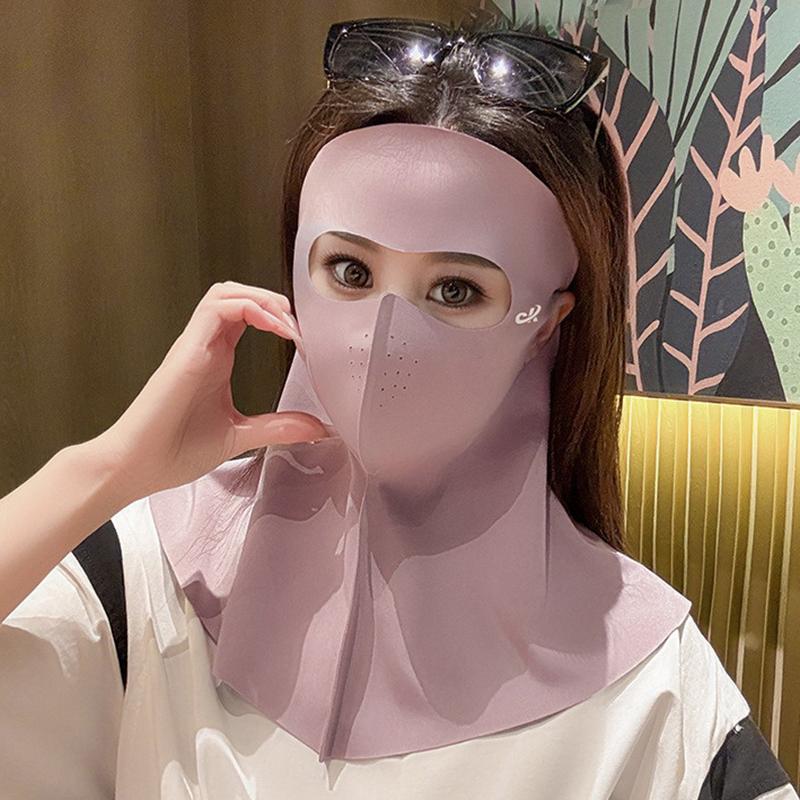 

Маска для защиты от солнца из ледяного шелка, защита от УФ-лучей, шарф для шеи, защита шеи, пылезащитный, солнцезащитный козырек, маска для лица, лето розовый