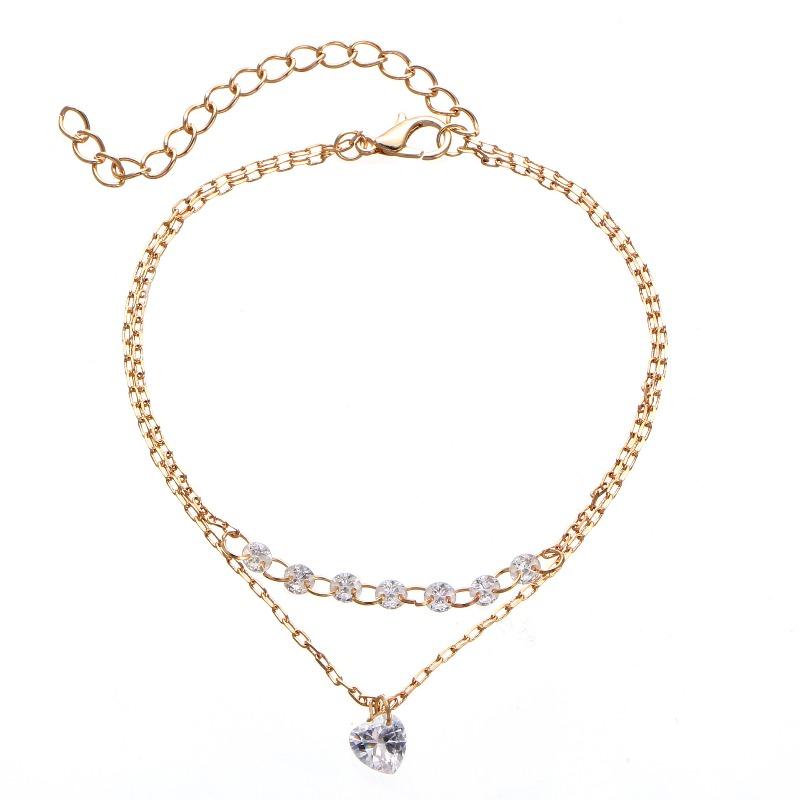 Personality Double Love Rhinestone Bracelet Crystal Sweet Fashion Wild Bracelet Women's Jewelry Bracelet Femme Acier Nurse