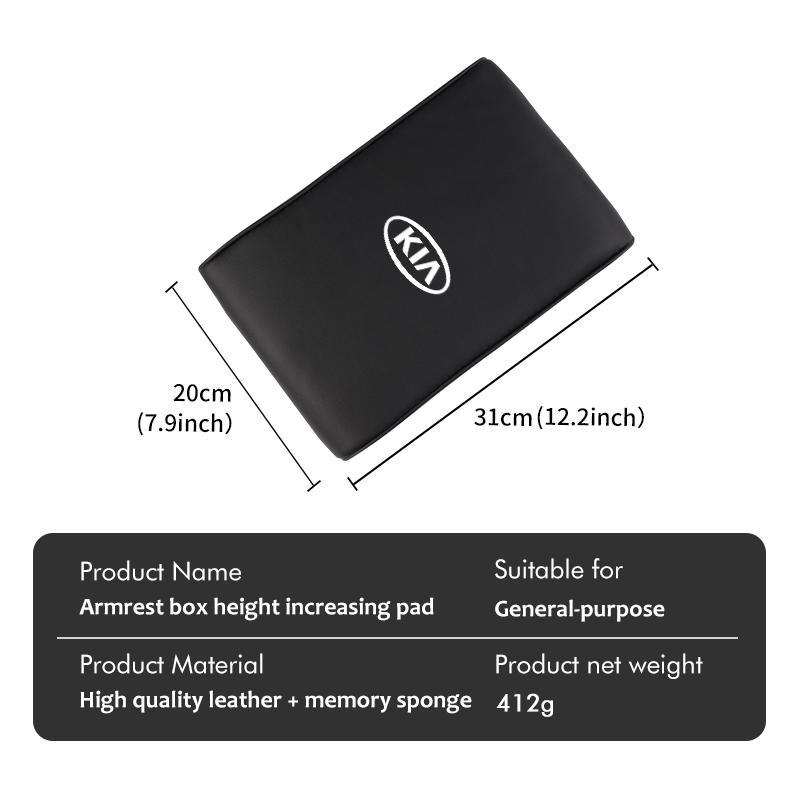 Car Armrest Box Height Increasing Pad Protective Cover For KIA Stinger Optima Cerato Soul Venga Forte Spectra Sedona BU9