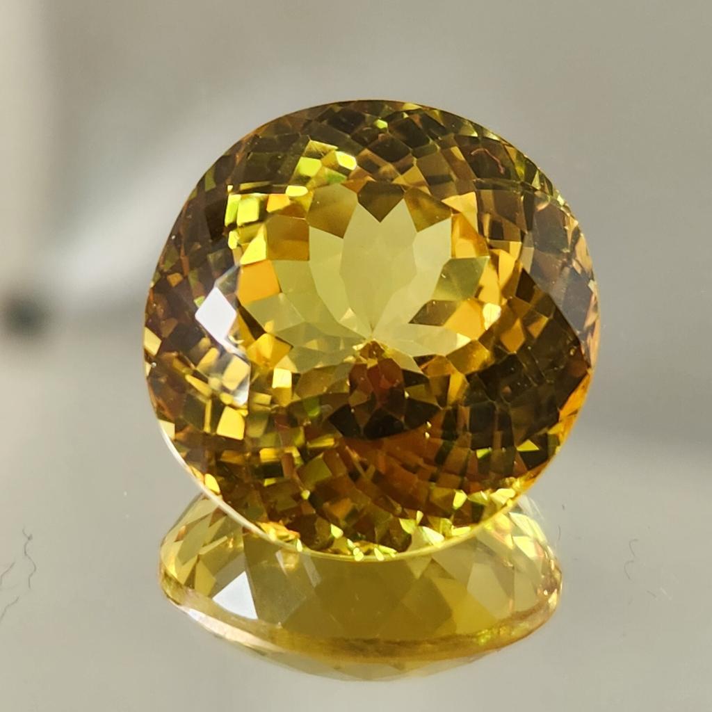 Natural Ceylon Yellow Sapphire 16 MM Round Shape Flawless Certified Gemstone
