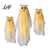 Outdoor Halloween Display Items 3 Pcs Lighted Dog Ghost Hanging Ornaments Spooky Flying Holiday Decorative Fabric Gauze with LED Light for Tree Porch
