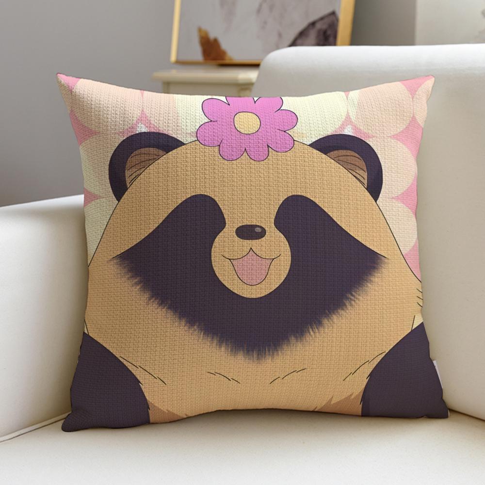 

you and the rain tanukiS Cushion Cover Breathable and skinfriendly linen pillowcase square removable and washable cushion 30X30cm