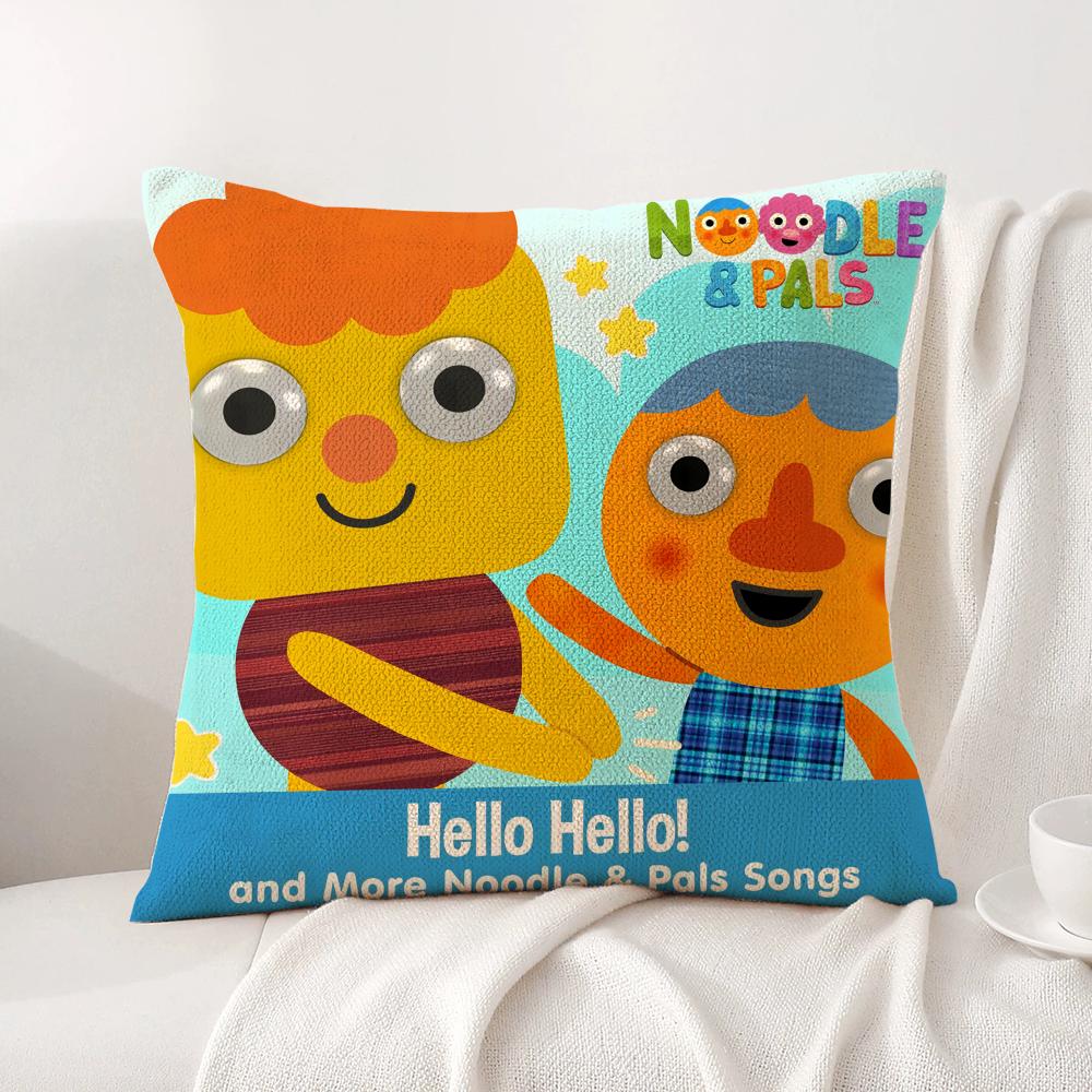 

Cartoon Noodle Pals Cushion Cover Natural Linen Organic Fabric DoubleSided Printing Sofa Home Decor Breathable Bed Pillow 30X30cm