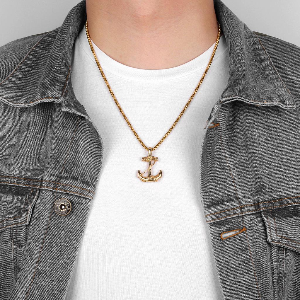 Anchor Men Necklaces Pendants Chain Punk Cool Trendy for Boyfriend Male Stainless Steel Jewelry Creativity Gift Wholesale