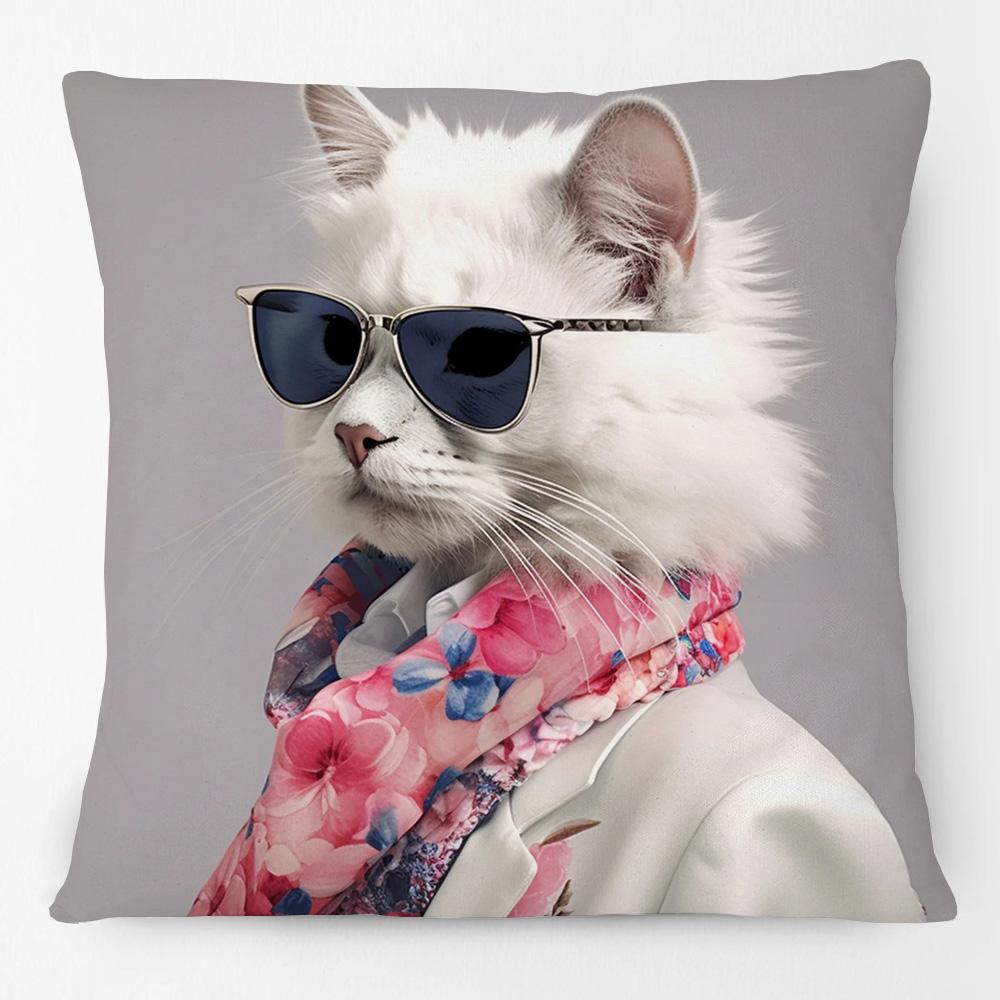 Fashion Chic Floral Animals Posters Cushion Cover Tiger Leopard Highland Cow Cockatoo Cat Dog Print Pillow Case