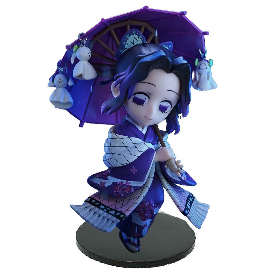 New Demon Slayer Plum Rain Season Blind Box Q Version Figures Umbrella Scene PVC Collectible Model Toy Gift for Anime Fans