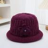 Plush Floral Knitted Bucket Hat Flower Warm Fisherman Hat Retro Woolen Hat  Autumn and Winter