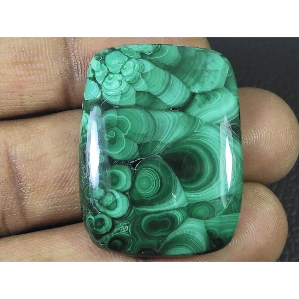 26X34X5MM Natural Malachite Flower Design Octagon Cabochon Loose Gemstone D-469
