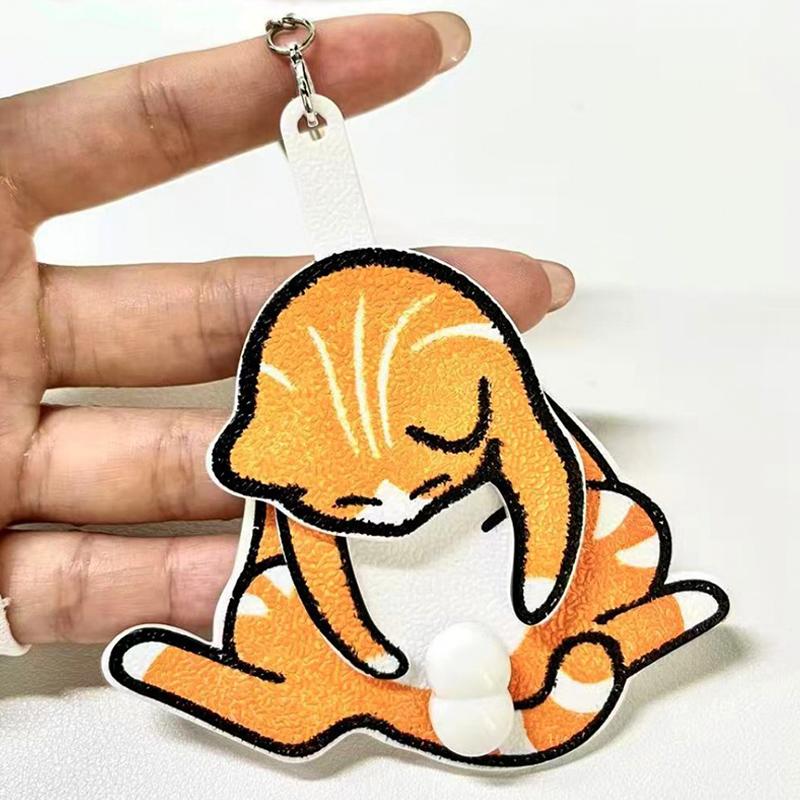 Explosive creative mischief cat rotatable keychain backpack pendant figurine gift toy