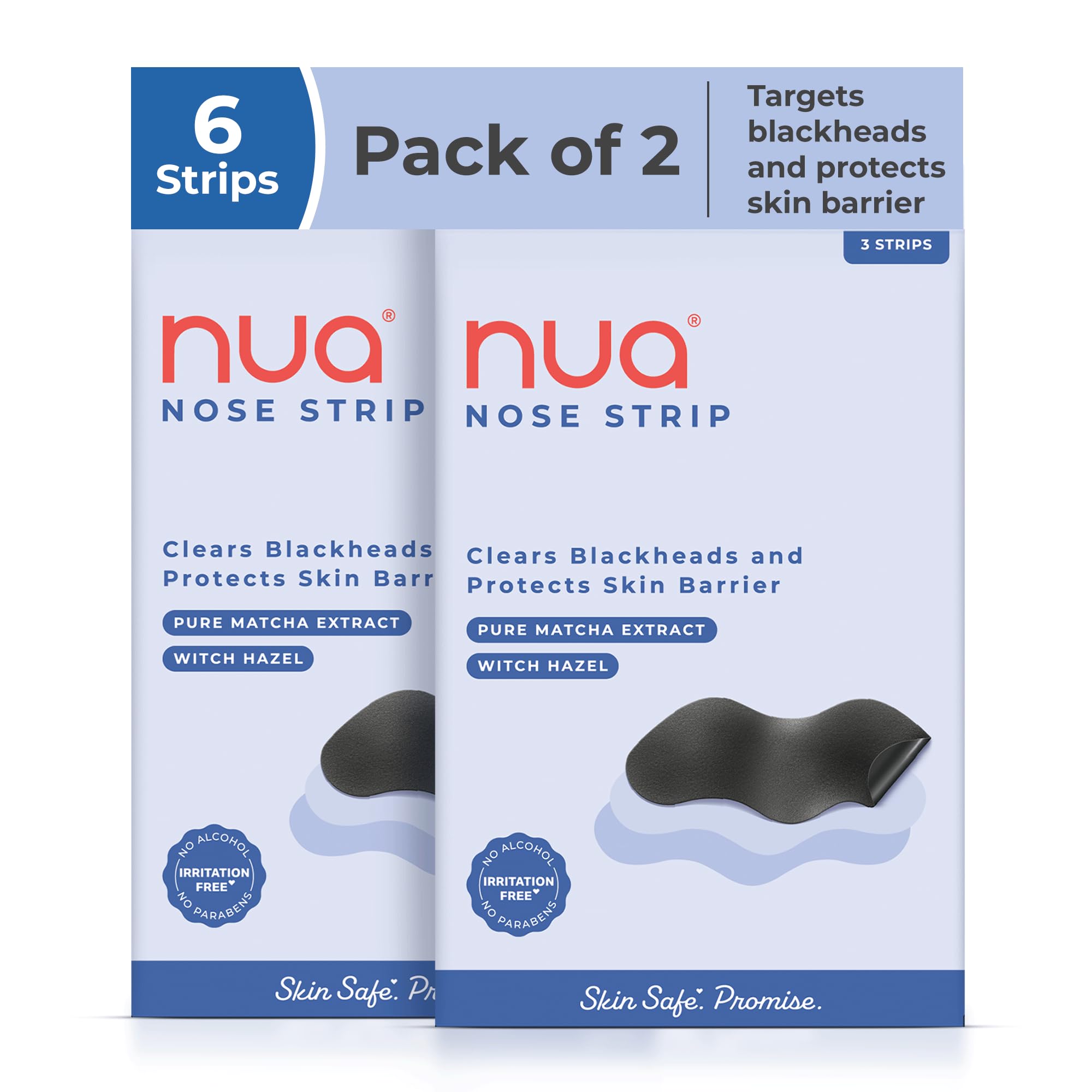 

Nua Nose Strip - Pack of 2 | Removes Blackheads & Whiteheads | Pure Matcha and Witch Hazel | 100% Natural Extracts| Absorbs Excess oil & Sebum |