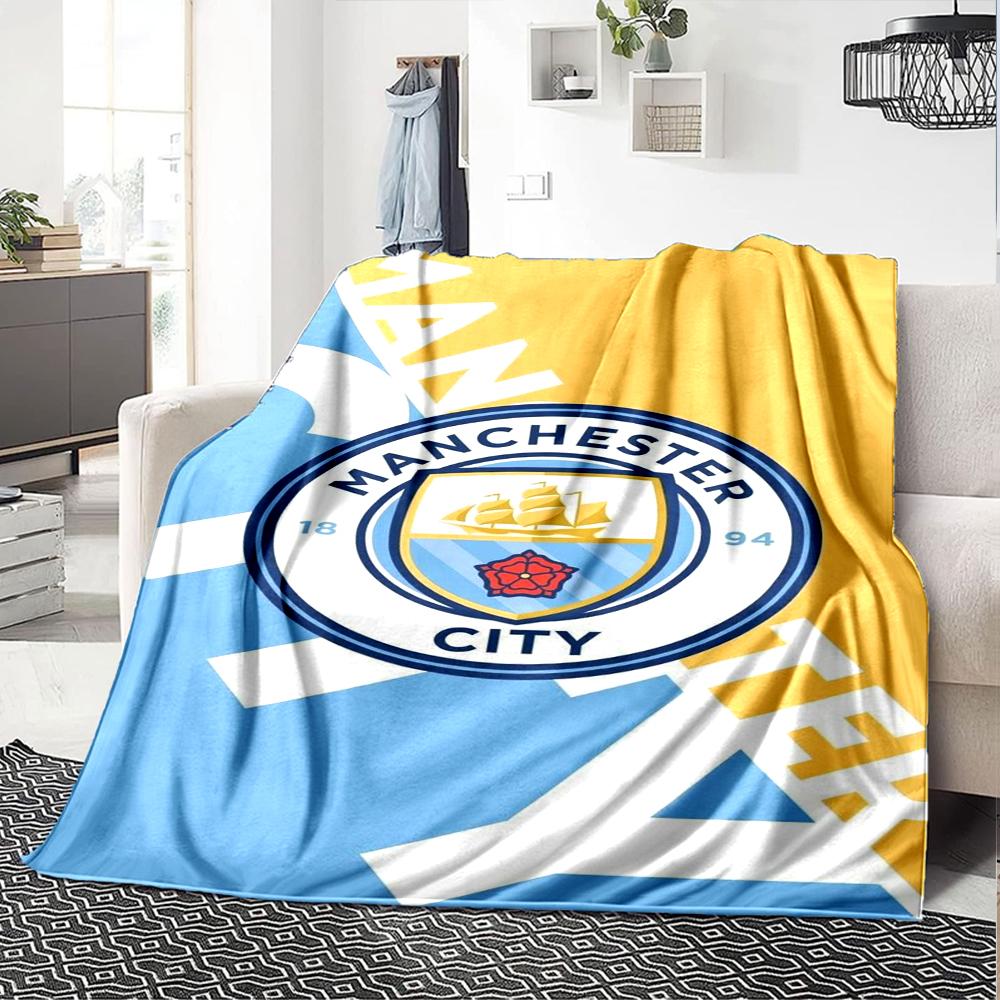 Manchester City Theme Printed Blanket - Perfect for Couch, Bed, Travel & Outdoor Use | Machine Washable, Cozy & Durable.
