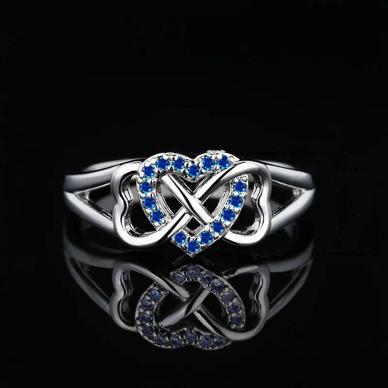 Infinity Love Ring Silver Color Shining Cubic Zircon Bowknot Letter 8 Eternity Promise Jewelry for Woman Girlfriend
