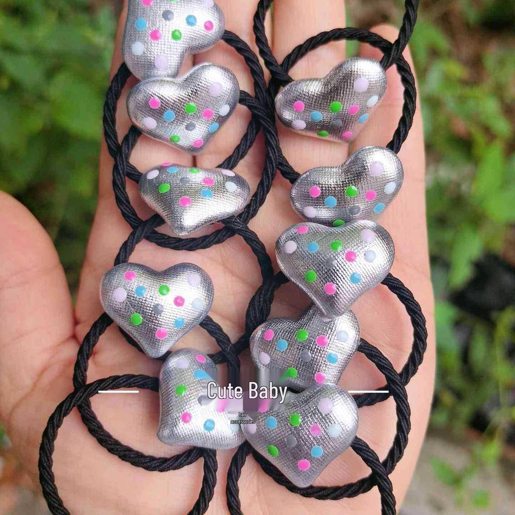 Fasce per capelli a forma di cuore per bambina: Elastici ad Alta Elasticità, Non Danneggianti, con Lavorazione a Goccia d'Olio per Bellissimi Accessori per Capelli