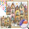 5D DIY Full Round Drill Partial AB Diamond Painting Colorful Houses Kit Decor