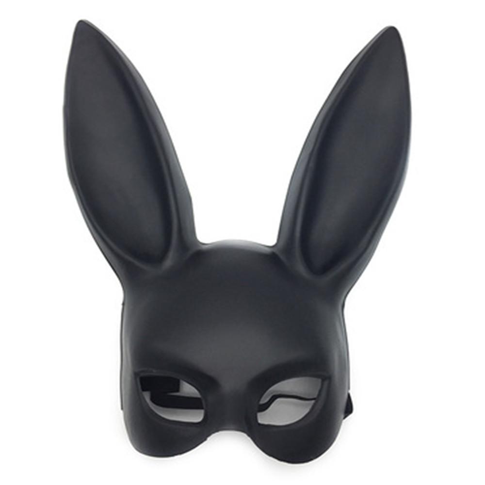 Solid Color Halloween Rabbit Ears Half Mask Bright Matte Bunny Cosplay Party Masquerade Festival Anime Bar Nightclub Accessories