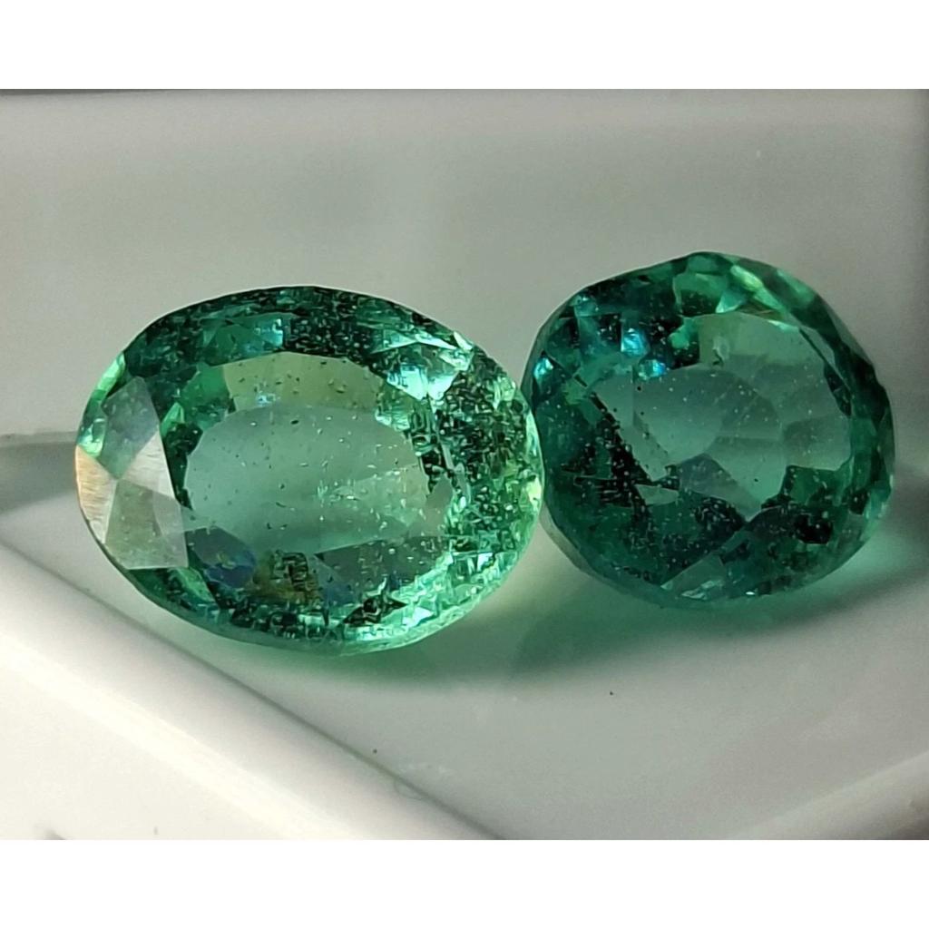 Stunning Natural Green Emerald Zambian 12-14 Ct Oval Cut Pair Loose Gemstone
