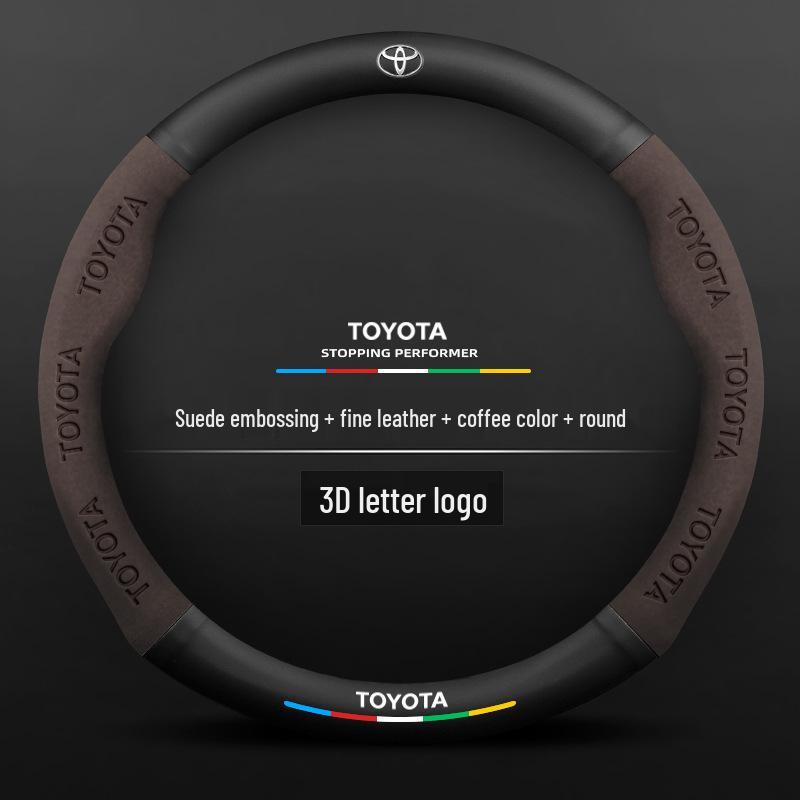 Toyota Suede Steering Wheel Cover for Highlander, Camry, Crown, Corolla, RAV4, Avalon, Levin