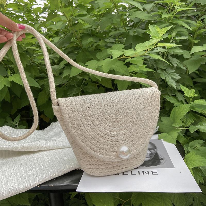 Stroh-Umschlagtasche Sommer neu Damen Schultertasche Shopping Reise Pendeln City Beauty Dame Geschenk Perlendekoration
