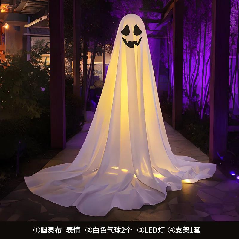 Halloween Glowing Standing Ghost Prop 81/161cm for Front Porch Courtyard Yard Outdoor Haunted House Decoration