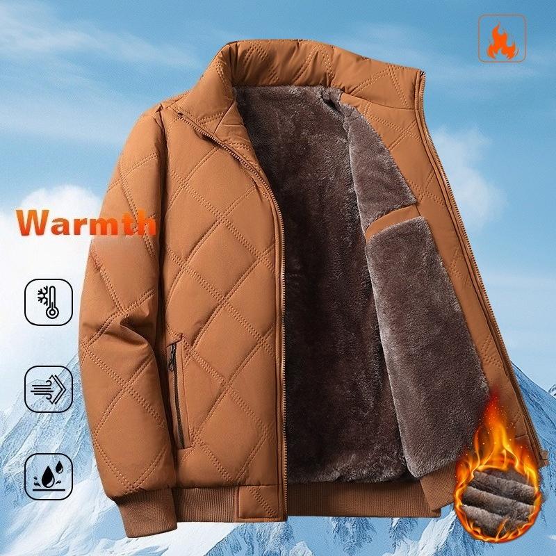 Men's Winter Lightweight Bomber Quilted Jackets Casual Windbreakers Thicken Full Zip Up Windproof Work Coats for Men Warm Fleece Lined Parka Jacket