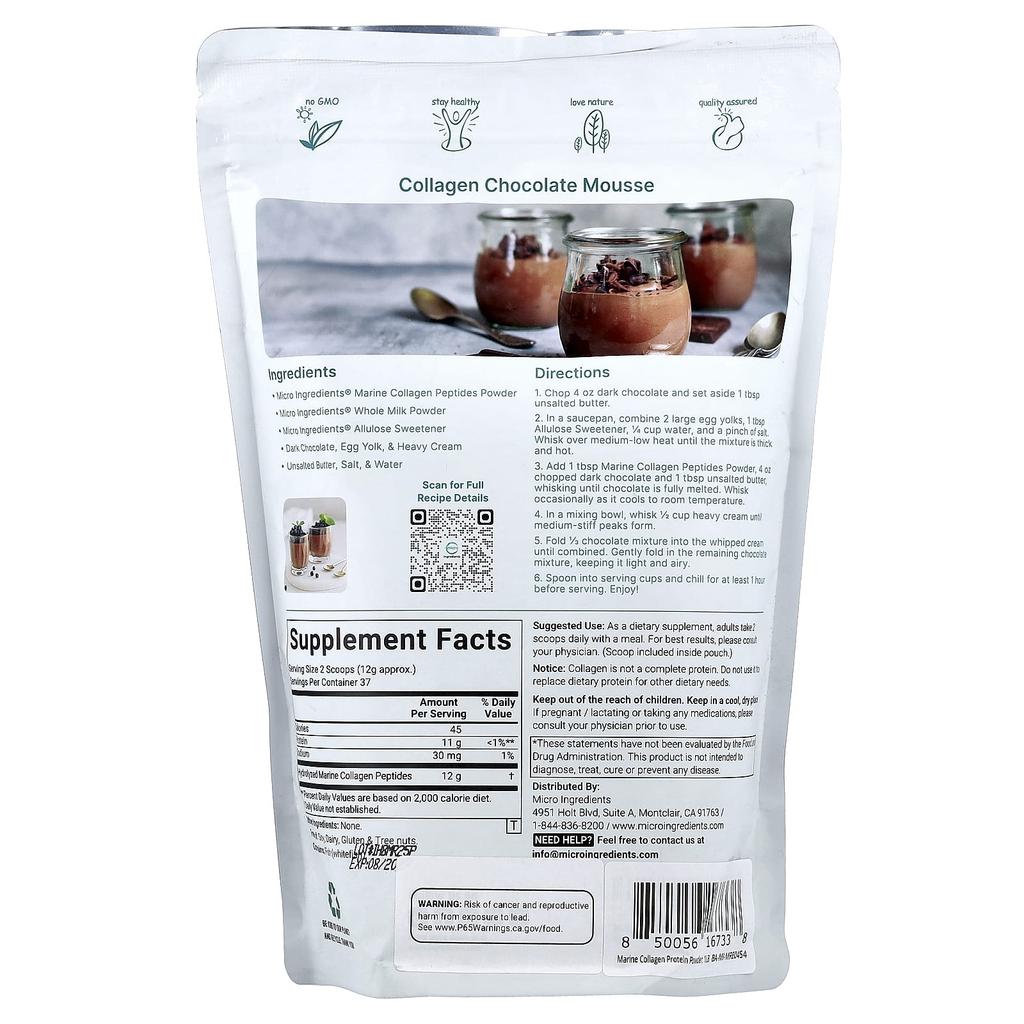 Micro Ingredients Meereskollagen, geschmacksneutral, 1 lb (454 g)