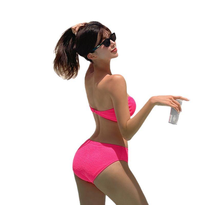 Trendy Korean Sexy Tube Top Triangle Bikini Set for Women - Beach Style